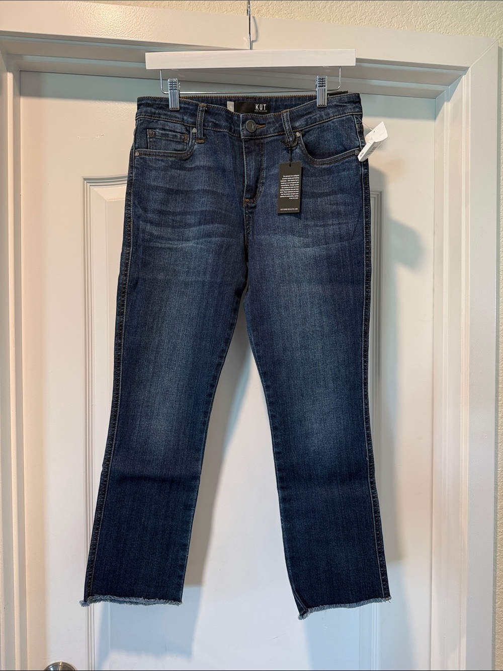 Kut from the Kloth Mid Wash Cropped Straight Jeans